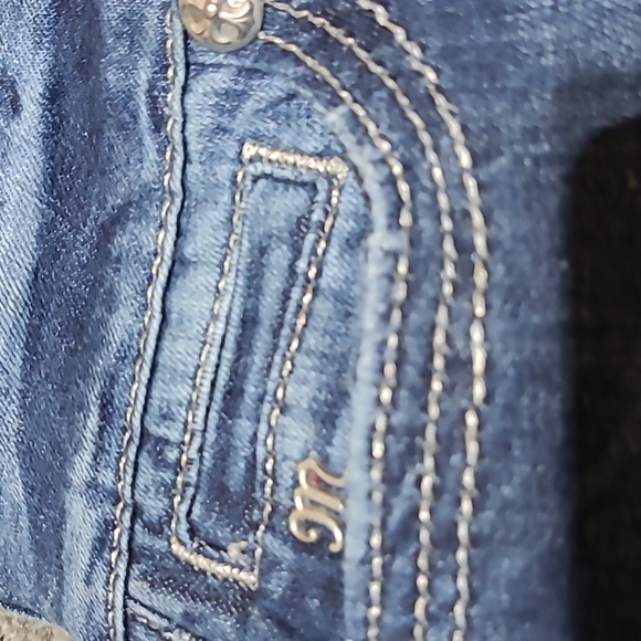 MISS ME ZEBRA PRINT FLEUR DE LIS RHINESTONES BOOT-CUT DENIM JEAN - Picture 7 of 16